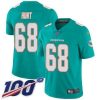 Nike Miami Dolphins #68 Robert Hunt Aqua Green Team Color Stitched NFL 100th Season Vapor Untouchable Limited Jersey