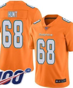 Nike Miami Dolphins #68 Robert Hunt Orange Stitched NFL Limited Rush 100th Season Jersey