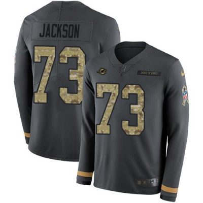Nike Miami Dolphins #73 Austin Jackson Anthracite Salute to Service Stitched NFL Limited Therma Long Sleeve Jersey