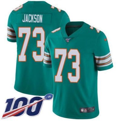 Nike Miami Dolphins #73 Austin Jackson Aqua Green Alternate Stitched NFL 100th Season Vapor Untouchable Limited Jersey