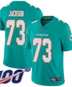 Nike Miami Dolphins #73 Austin Jackson Aqua Green Team Color Stitched NFL 100th Season Vapor Untouchable Limited Jersey