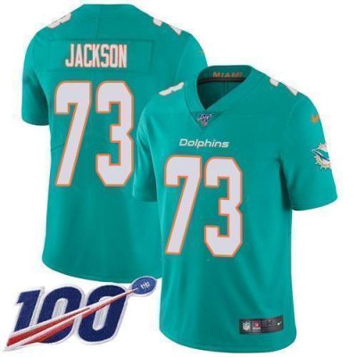 Nike Miami Dolphins #73 Austin Jackson Aqua Green Team Color Stitched NFL 100th Season Vapor Untouchable Limited Jersey