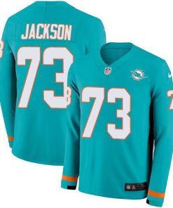 Nike Miami Dolphins #73 Austin Jackson Aqua Green Team Color Stitched NFL Limited Therma Long Sleeve Jersey