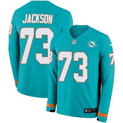 Nike Miami Dolphins #73 Austin Jackson Aqua Green Team Color Stitched NFL Limited Therma Long Sleeve Jersey