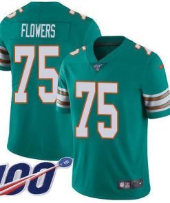 Nike Miami Dolphins #75 Ereck Flowers Aqua Green Alternate Stitched NFL 100th Season Vapor Untouchable Limited Jersey