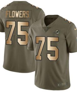 Nike Miami Dolphins #75 Ereck Flowers Olive/Gold Stitched NFL Limited 2017 Salute To Service Jersey