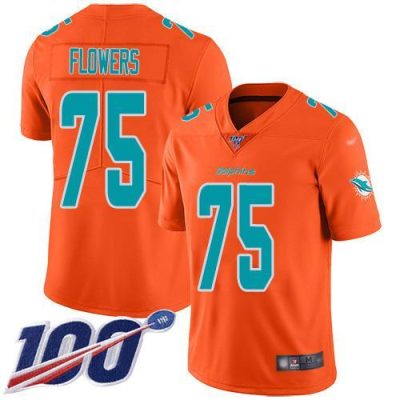 Nike Miami Dolphins #75 Ereck Flowers Orange Stitched NFL Limited Inverted Legend 100th Season Jersey