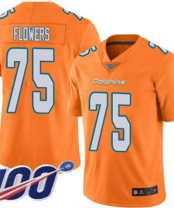 Nike Miami Dolphins #75 Ereck Flowers Orange Stitched NFL Limited Rush 100th Season Jersey
