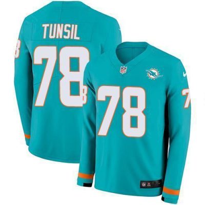 Nike Miami Dolphins #78 Laremy Tunsil Aqua Green Team Color Stitched NFL Limited Therma Long Sleeve Jersey