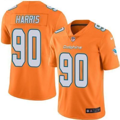 Nike Miami Dolphins #90 Charles Harris Orange Stitched NFL Limited Rush Jersey