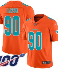 Nike Miami Dolphins #90 Shaq Lawson Orange Stitched NFL Limited Inverted Legend 100th Season Jersey