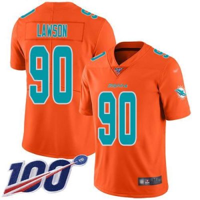 Nike Miami Dolphins #90 Shaq Lawson Orange Stitched NFL Limited Inverted Legend 100th Season Jersey