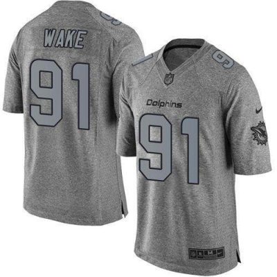 Nike Miami Dolphins #91 Cameron Wake Gray Stitched NFL Limited Gridiron Gray Jersey