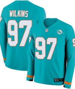 Nike Miami Dolphins #97 Christian Wilkins Aqua Green Team Color Stitched NFL Limited Therma Long Sleeve Jersey