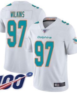 Nike Miami Dolphins #97 Christian Wilkins White Stitched NFL 100th Season Vapor Limited Jersey