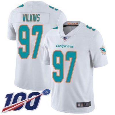 Nike Miami Dolphins #97 Christian Wilkins White Stitched NFL 100th Season Vapor Limited Jersey