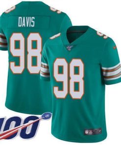 Nike Miami Dolphins #98 Raekwon Davis Aqua Green Alternate Stitched NFL 100th Season Vapor Untouchable Limited Jersey