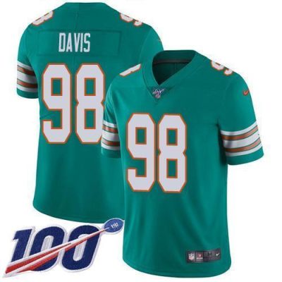 Nike Miami Dolphins #98 Raekwon Davis Aqua Green Alternate Stitched NFL 100th Season Vapor Untouchable Limited Jersey