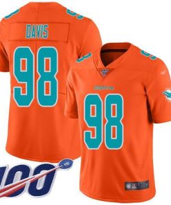 Nike Miami Dolphins #98 Raekwon Davis Orange Stitched NFL Limited Inverted Legend 100th Season Jersey