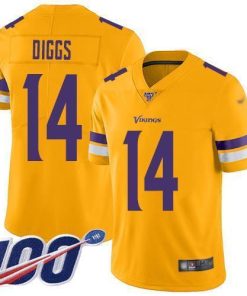 Nike Minnesota Vikings #14 Stefon Diggs Gold Stitched NFL Limited Inverted Legend 100th Season Jersey