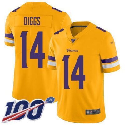 Nike Minnesota Vikings #14 Stefon Diggs Gold Stitched NFL Limited Inverted Legend 100th Season Jersey