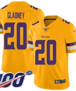 Nike Minnesota Vikings #20 Jeff Gladney Gold Stitched NFL Limited Inverted Legend 100th Season Jersey