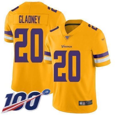 Nike Minnesota Vikings #20 Jeff Gladney Gold Stitched NFL Limited Inverted Legend 100th Season Jersey