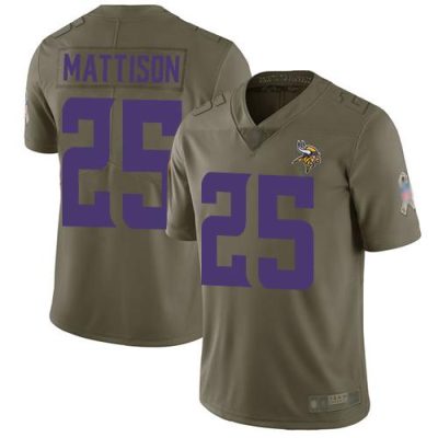Nike Minnesota Vikings #25 Alexander Mattison Olive Stitched NFL Limited 2017 Salute to Service Jersey