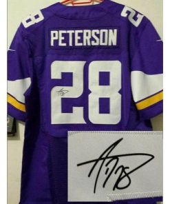 Nike Minnesota Vikings #28 Adrian Peterson Purple Team Color Stitched NFL Elite Autographed Jersey