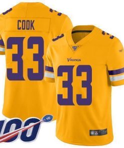 Nike Minnesota Vikings #33 Dalvin Cook Gold Stitched NFL Limited Inverted Legend 100th Season Jersey