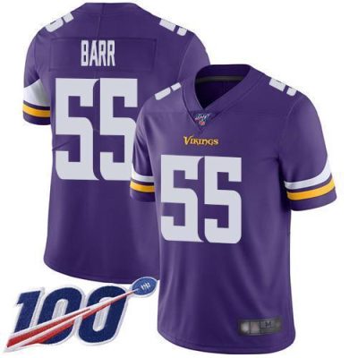 Nike Minnesota Vikings #55 Anthony Barr Purple Team Color Stitched NFL 100th Season Vapor Limited Jersey