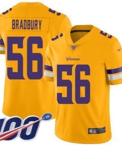 Nike Minnesota Vikings #56 Garrett Bradbury Gold Stitched NFL Limited Inverted Legend 100th Season Jersey