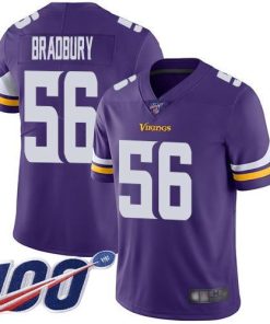 Nike Minnesota Vikings #56 Garrett Bradbury Purple Team Color Stitched NFL 100th Season Vapor Limited Jersey