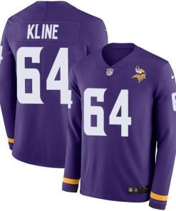 Nike Minnesota Vikings #64 Josh Kline Purple Team Color Stitched NFL Limited Therma Long Sleeve Jersey