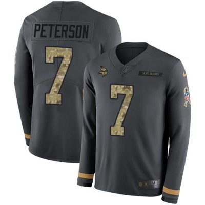 Nike Minnesota Vikings #7 Patrick Peterson Anthracite Salute to Service Stitched NFL Limited Therma Long Sleeve Jersey