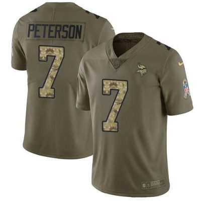 Nike Minnesota Vikings #7 Patrick Peterson Olive/Camo Stitched NFL Limited 2017 Salute To Service Jersey