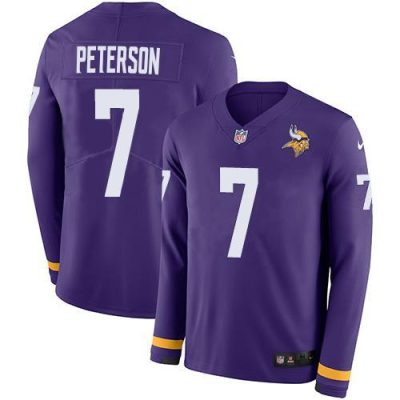 Nike Minnesota Vikings #7 Patrick Peterson Purple Team Color Stitched NFL Limited Therma Long Sleeve Jersey