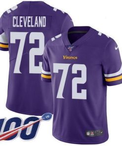 Nike Minnesota Vikings #72 Ezra Cleveland Purple Team Color Stitched NFL 100th Season Vapor Untouchable Limited Jersey