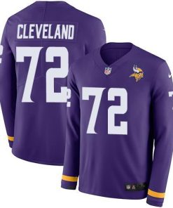 Nike Minnesota Vikings #72 Ezra Cleveland Purple Team Color Stitched NFL Limited Therma Long Sleeve Jersey