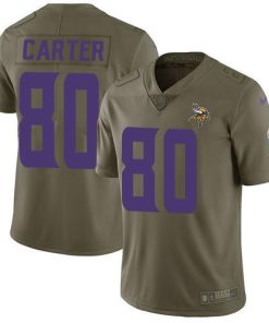 Nike Minnesota Vikings #80 Cris Carter Olive Stitched NFL Limited 2017 Salute to Service Jersey