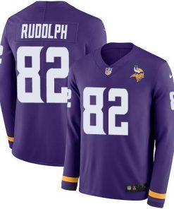 Nike Minnesota Vikings #82 Kyle Rudolph Purple Team Color Stitched NFL Limited Therma Long Sleeve Jersey