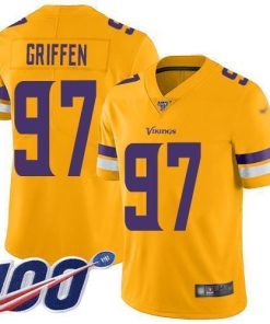 Nike Minnesota Vikings #97 Everson Griffen Gold Stitched NFL Limited Inverted Legend 100th Season Jersey