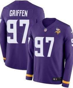 Nike Minnesota Vikings #97 Everson Griffen Purple Team Color Stitched NFL Limited Therma Long Sleeve Jersey