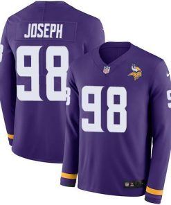 Nike Minnesota Vikings #98 Linval Joseph Purple Team Color Stitched NFL Limited Therma Long Sleeve Jersey