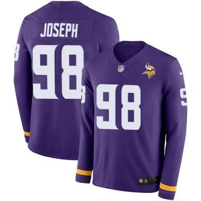 Nike Minnesota Vikings #98 Linval Joseph Purple Team Color Stitched NFL Limited Therma Long Sleeve Jersey