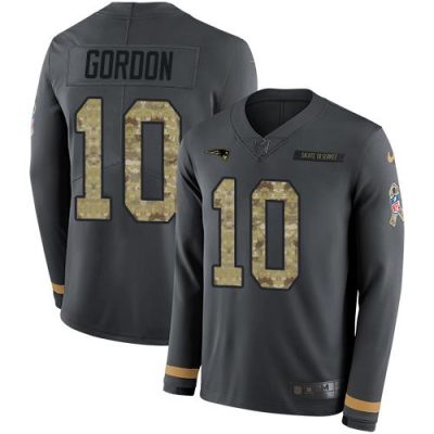 Nike New England Patriots #10 Josh Gordon Anthracite Salute to Service Stitched NFL Limited Therma Long Sleeve Jersey
