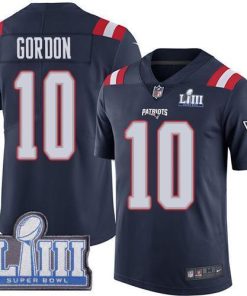 Nike New England Patriots #10 Josh Gordon Navy Blue Super Bowl LIII Bound Stitched NFL Limited Rush Jersey