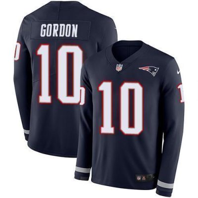 Nike New England Patriots #10 Josh Gordon Navy Blue Team Color Stitched NFL Limited Therma Long Sleeve Jersey