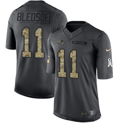 Nike New England Patriots #11 Drew Bledsoe Black Stitched NFL Limited 2016 Salute To Service Jersey