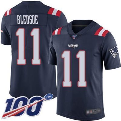 Nike New England Patriots #11 Drew Bledsoe Navy Blue Stitched NFL Limited Rush 100th Season Jersey